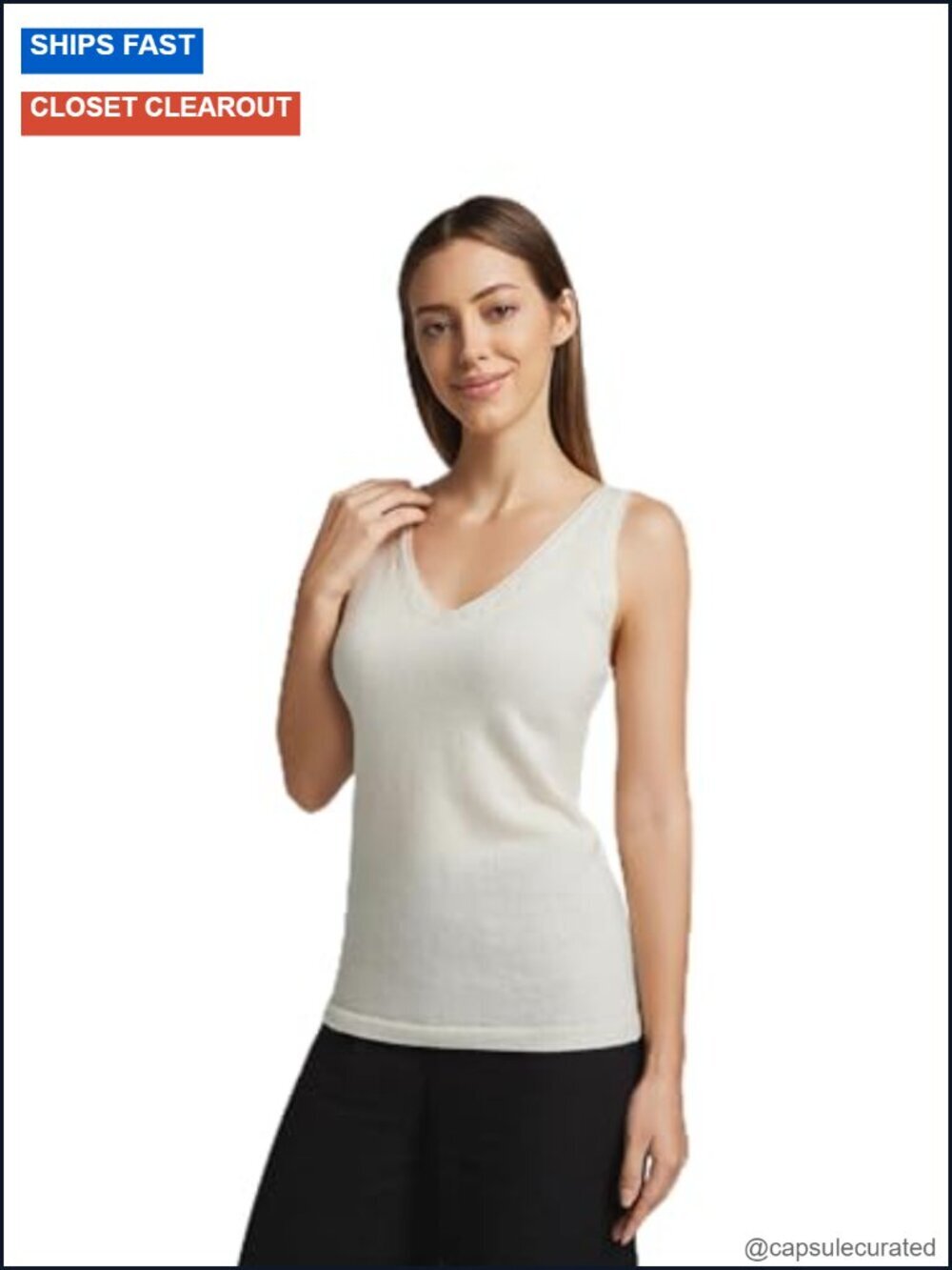Sleeveless V-Neck Cashmere Camisole Tank Top